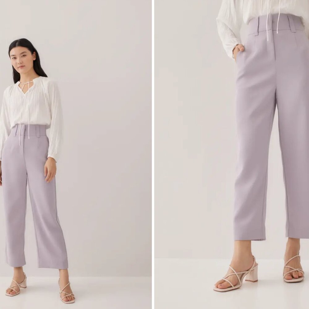 Love Bonito, Morie High Waist Straight Leg Trousers Light Purple (Petite Medium)